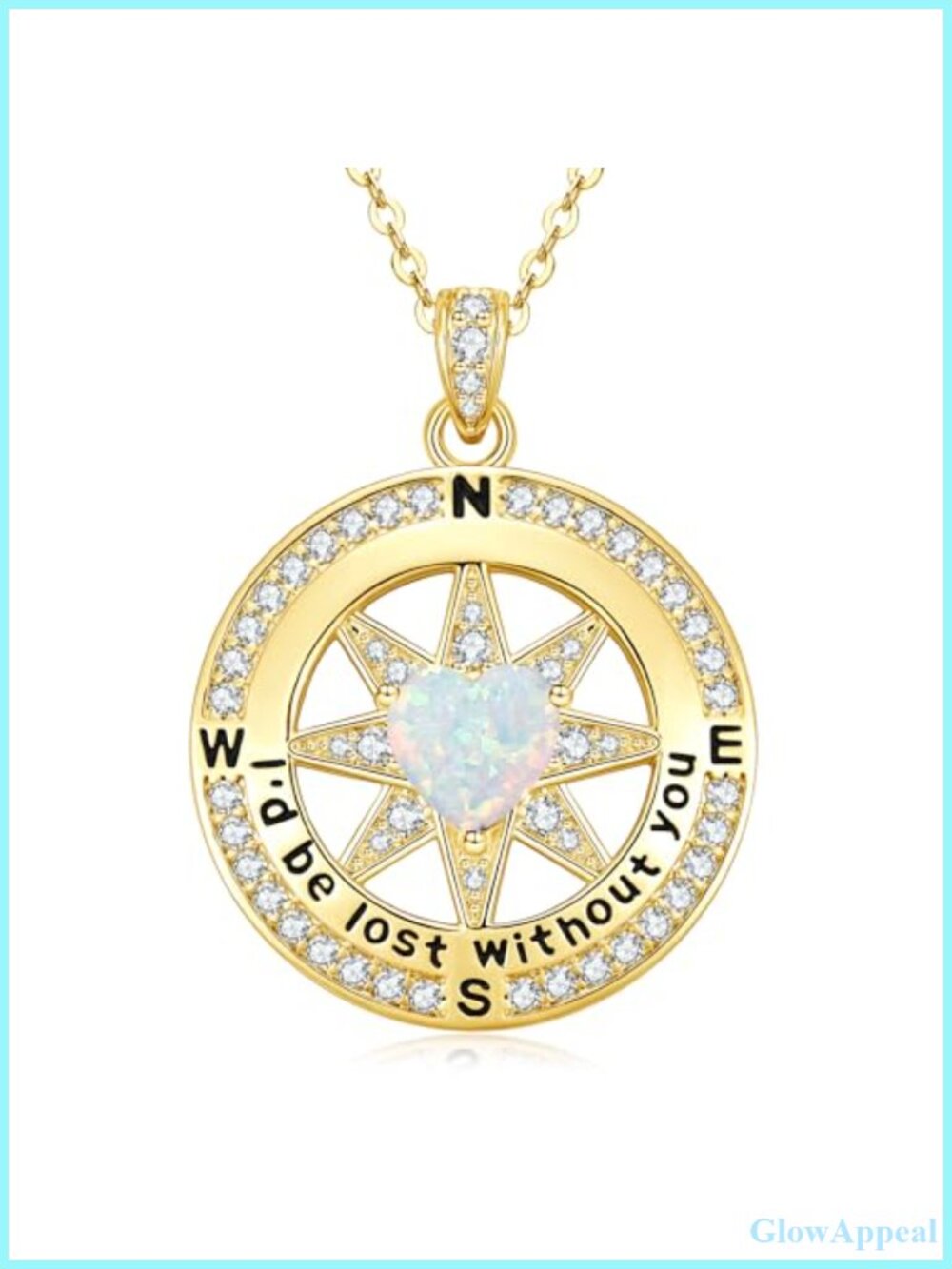 14k Gold Plated Compass Birthstone Pendant Necklace